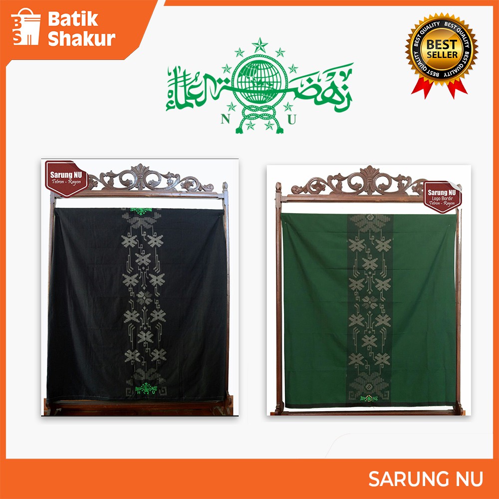 SARUNG BATIK NU BORDIR HITAM HIJAU SARUNG TENUN NU HALUS