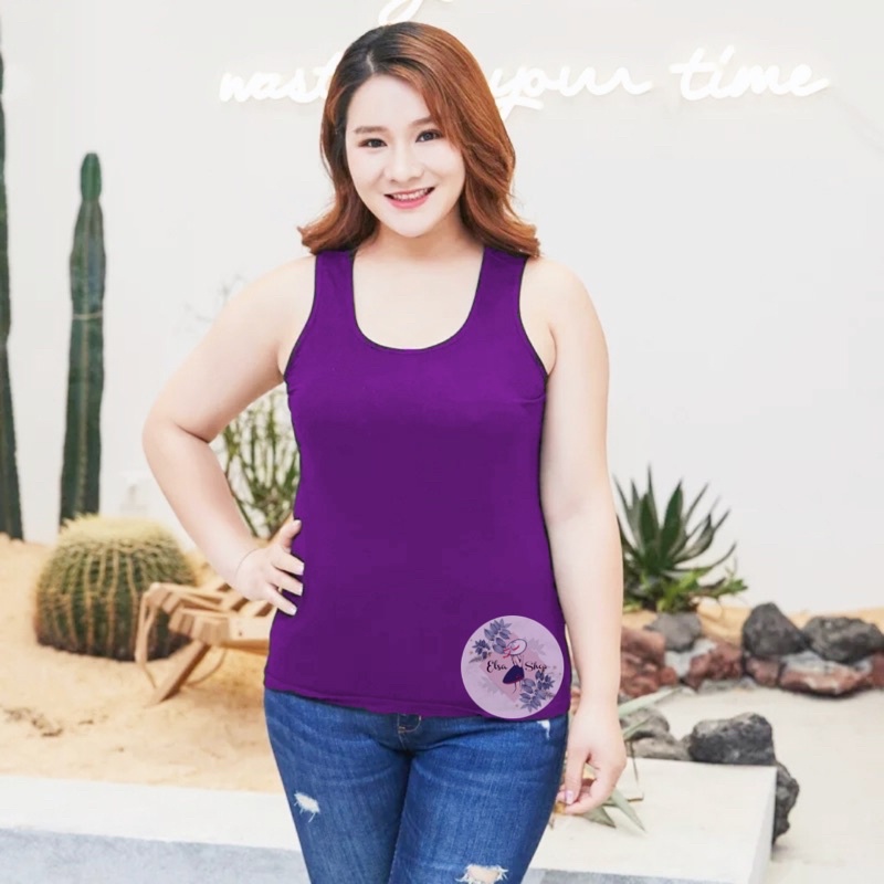 Singlet Wanita Jumbo / XXL / Tanktop Cewek Tali Lebar XXL-Ungu