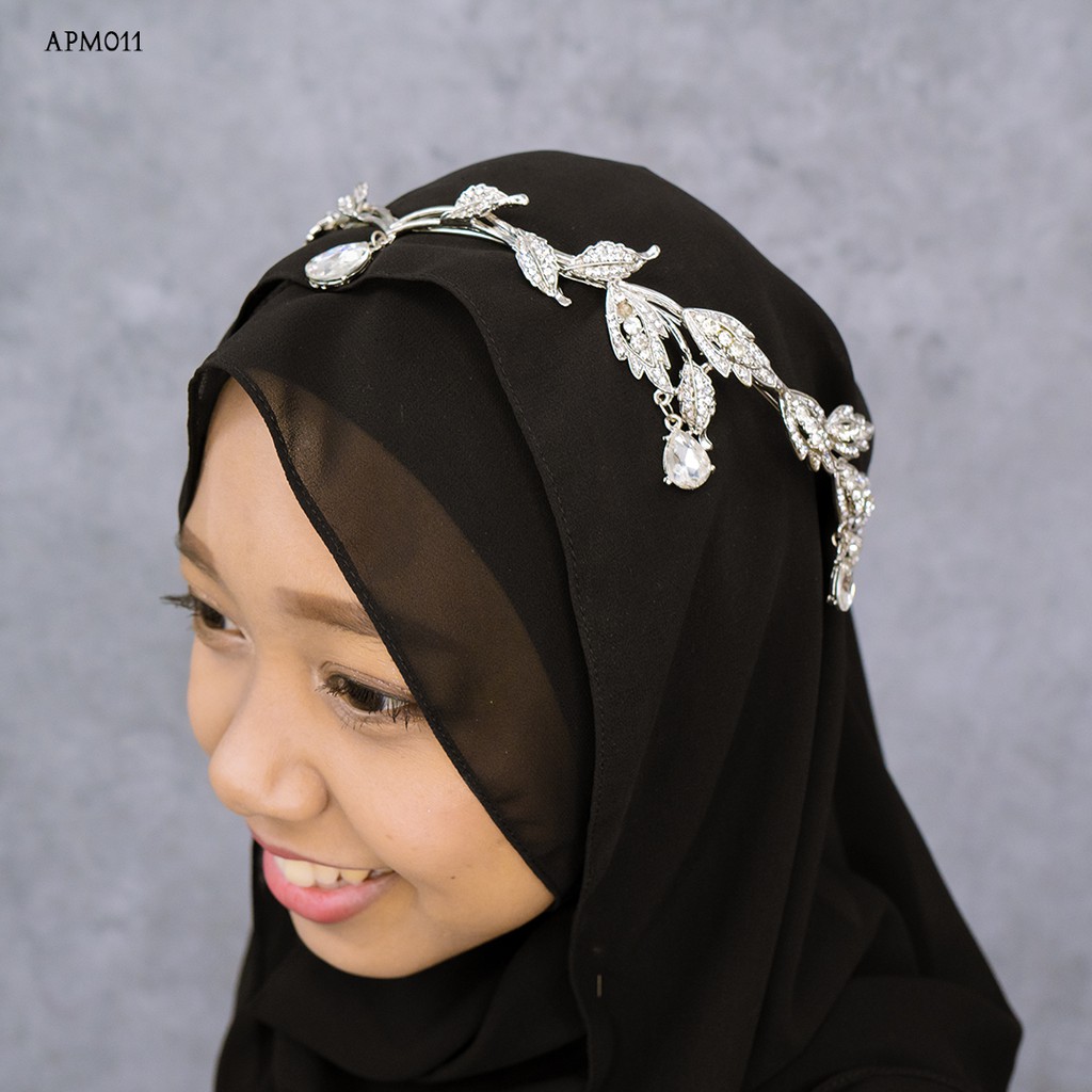 [PRODUK TERBATAS] ASESORIS WEDDING PENGANTIN TIARA HIJABERS BERKILAU APM011