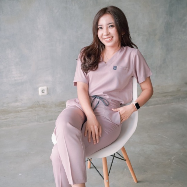 Baju Jaga V NECK SS - LILAC Scrubs Theatre Blues Empirical Lengan Pendek Celana Slim Fit
