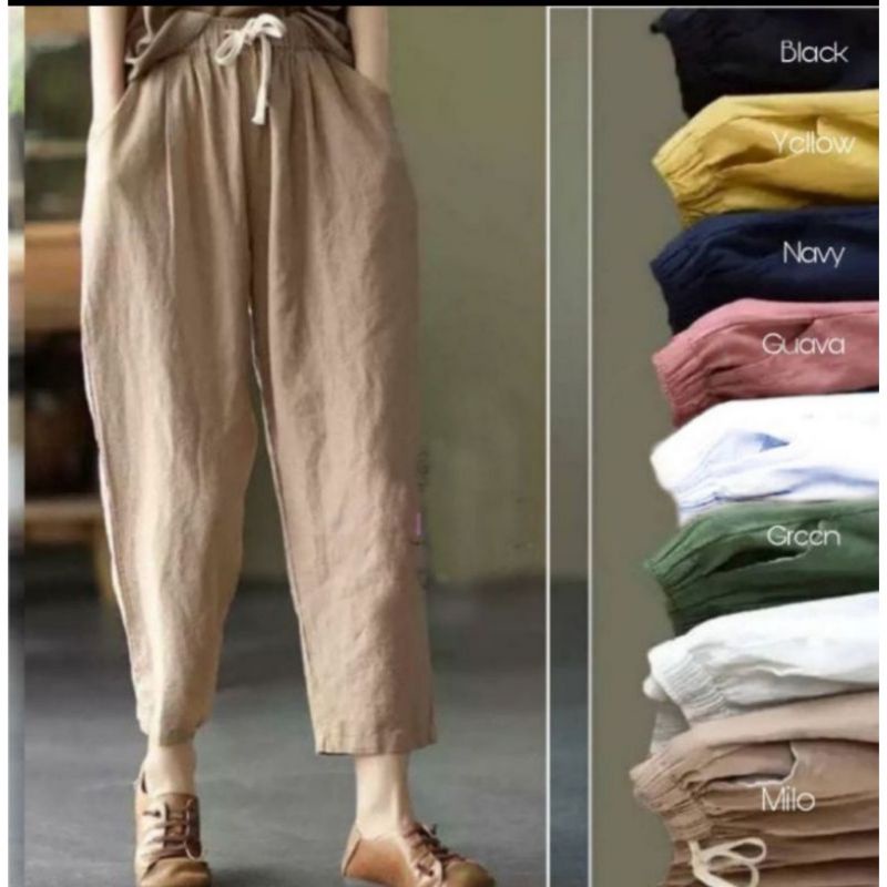 Celana Wanita Dewasa Bahan Katun//LINEN Katun