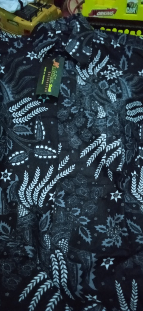 Nabila Batik Jumbo M / 10xl Kemeja Lengan Pendek Motif Manggar Abu Murah Batik Jumbo
