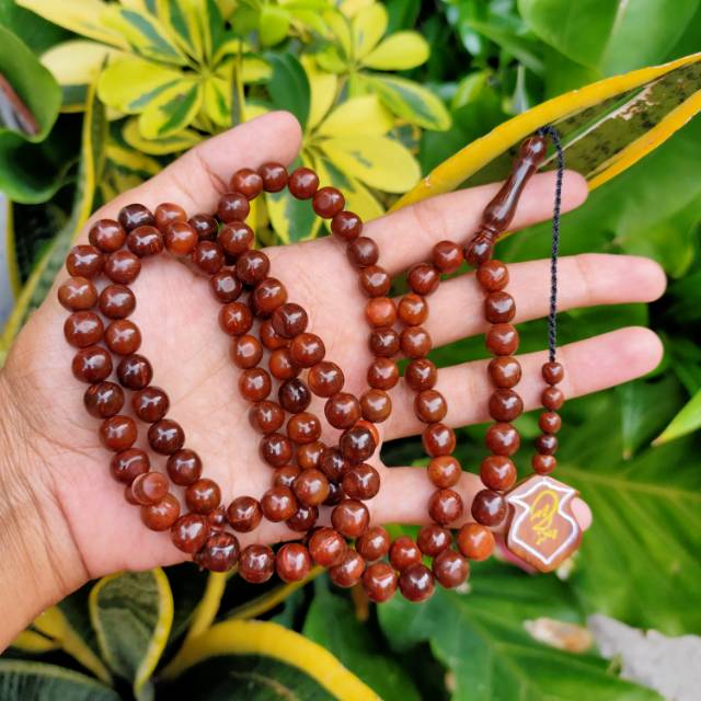 Grosir 5 pcs tasbih 99 kokka kaukah bulat terompah 8,5 mm coklat