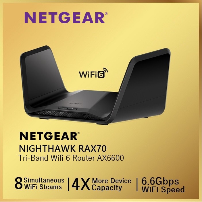 NETGEAR Nighthawk AX8 8-Stream WiFi 6 Router RAX70 AX6600 8 Stream