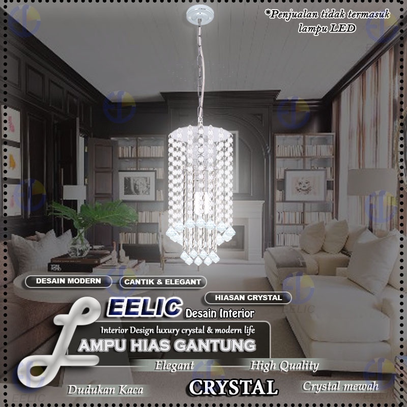 EELIC LHG-248 Lampu hias gantung akrilik transparan stic manik crystal dengan hiasan bola dibagian dalam lampu memberi kesan mewah dan elegant