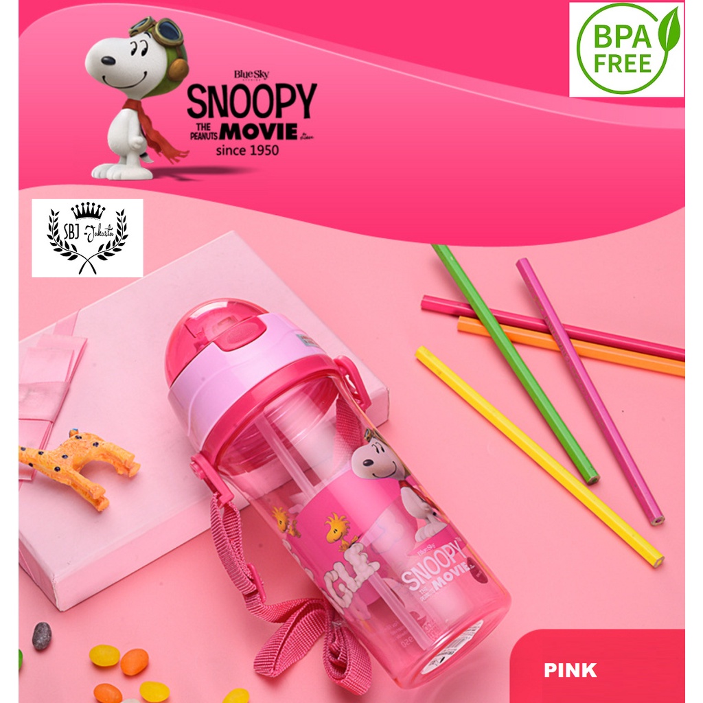 BOTOL MINUM PLASTIK ANAK BPA FREE 450 ML SNOOPY THE MOVIE ORIGINAL