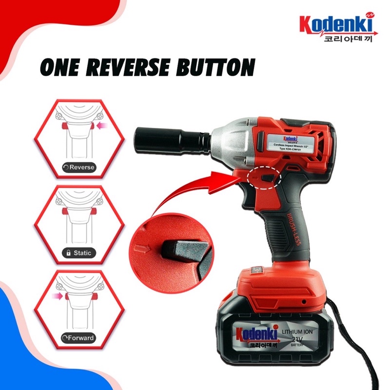 CORDLESS IMPACT WRENCH 1/2 INCH KODENKI - MESIN BOR BUKA BAUT 21 V