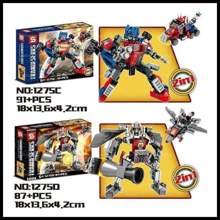 Ready...Ready...Ready... Mainan Anak Lego Brick Robot Transformers Paket Set 4 Box 2In1 Sy1275