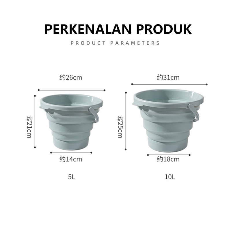 Multifungsi  Ember Lipat Outdoor Water Bucket Pancing Travel Baskom Wadah Serbaguna 5L/ 10L  Portable Ember Lipat