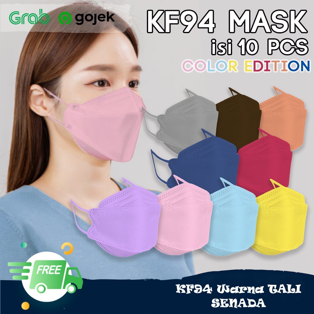 10Pcs KF94 EVO Warna Tali Senada Tebal Dewasa 4PLY IMPORT High Quality IDOL K-POP KPOP BTS BT21