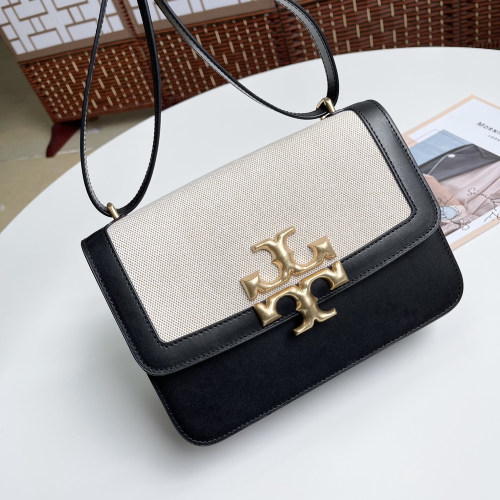 [Instant/Same Day] TORYBURC   65191  Original TB leather with canvas material lady shoulder bag cross-body bag chain bag   dfb