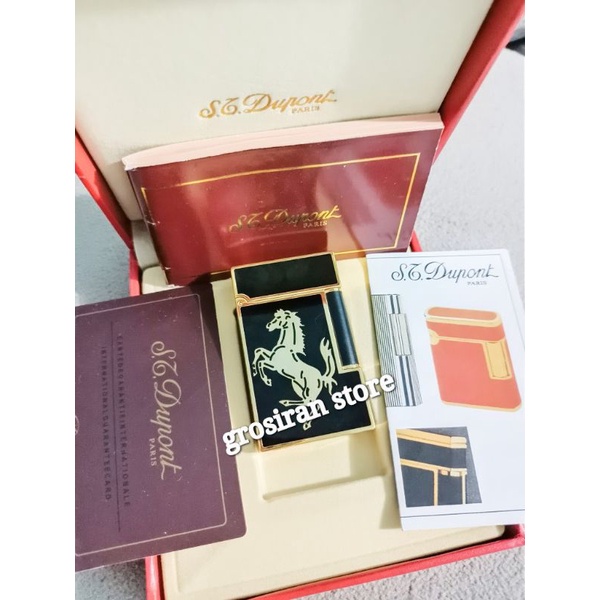 korek St Dupont Paris original marmer horse kartu sertifikat kado box