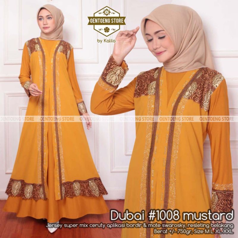 DUBAI#1008 MUSTARD / ABAYA TUKEY CERUTY