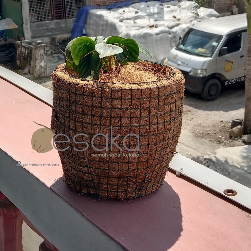 pot duduk pot tawon besar sabut kelapa handmade by oesaka diameter 18  cm