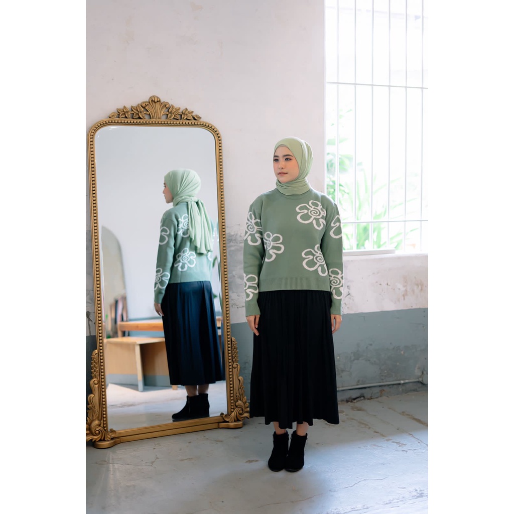 FLOWER SWEATER - SWEATER RAJUT - SWEATER MURAH BANDUNG - RAJUT MURAH