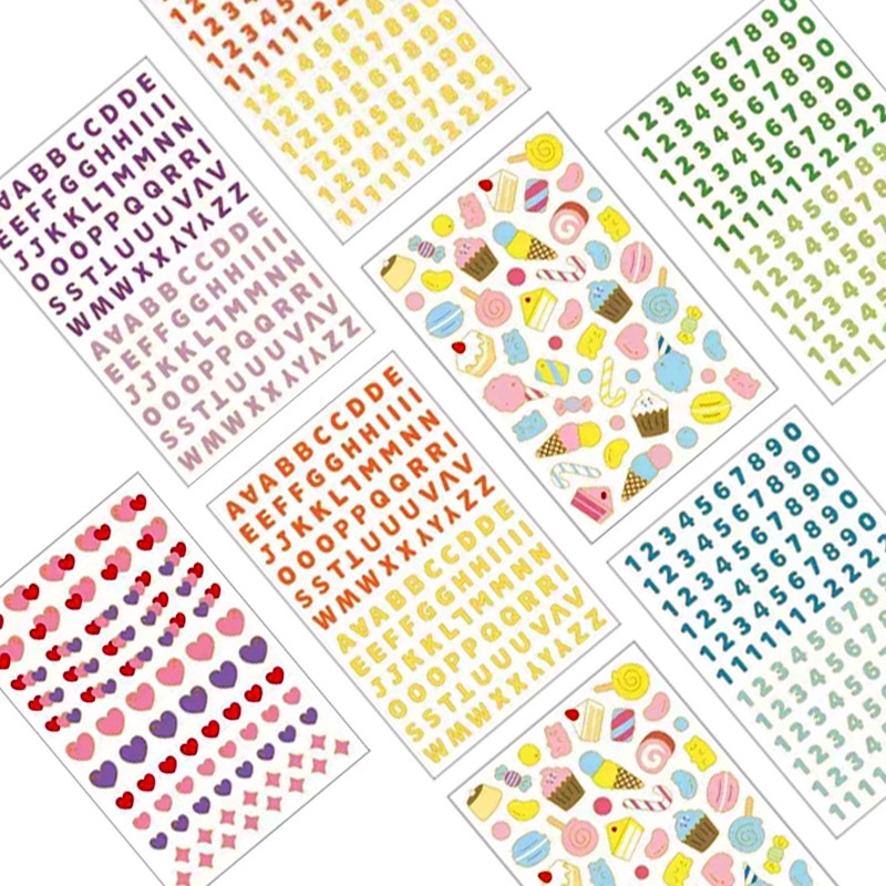 

DELUNASHOP Sticker Stiker Huruf (alfabet) Angka A-Z Cartoon Transparan Sticker DIY Handbook Bronzing Color Decoration Material label Sticker huruf angka