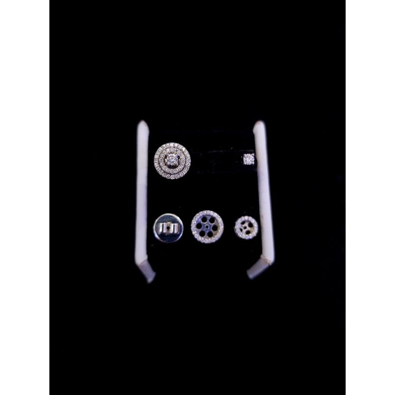 giwang tusuk 2 in 1 emas putih berlian asli