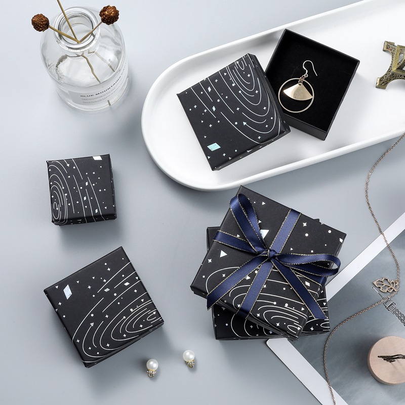 Star Hot Silver Laser Silver Color/Color Marble Brooch Bracelet Necklace Earrings Ring Cardboard Black Card Gift Box