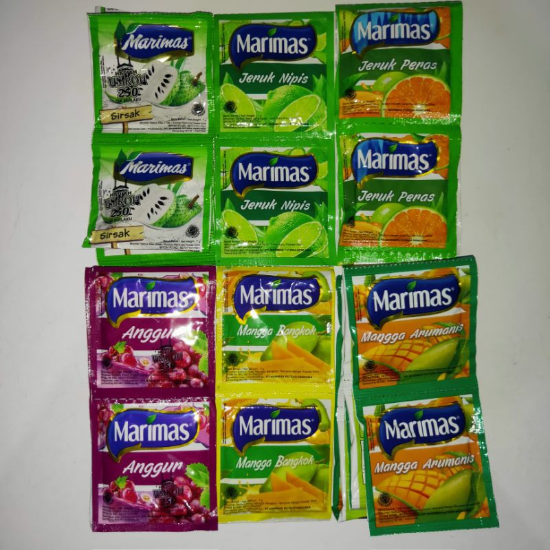 

SERBUK MINUMAN INSTAN MARIMAS MARITEH JERUK NIPIS,MANGGA BANGKOK,LECI,SIRSAK,ANGGUR,CINCAU,LEMON 7g