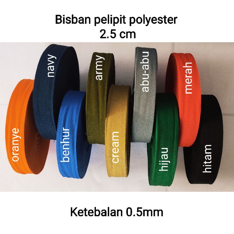 1 Rol Bisban 2.5 cm polyester polos 30 yard / 27 m