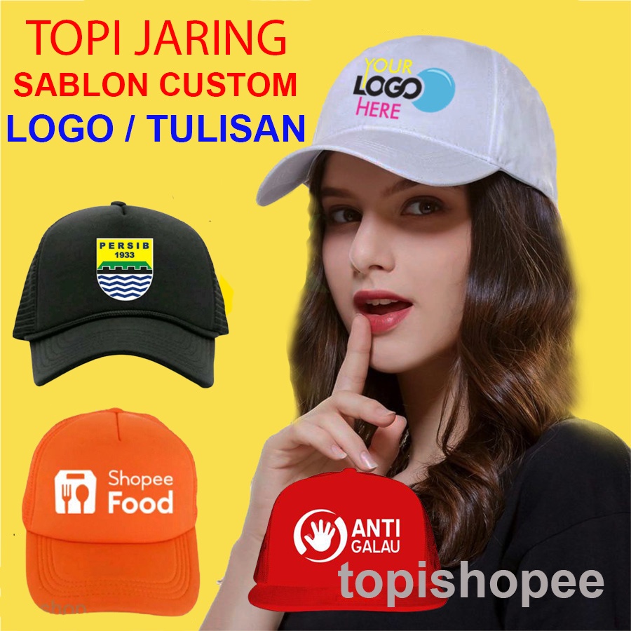 topi custom sablon gambar foto nama topi jaring trucker custom design satuan