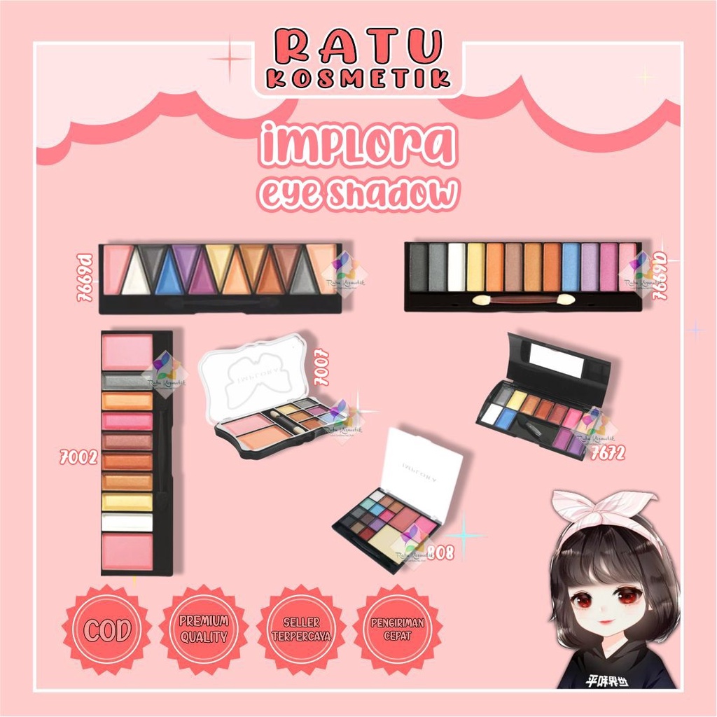 ❤ RATU ❤ Implora Eyeshadow Pallete + Blush On ( palet eye shadow ) (✔️BPOM)