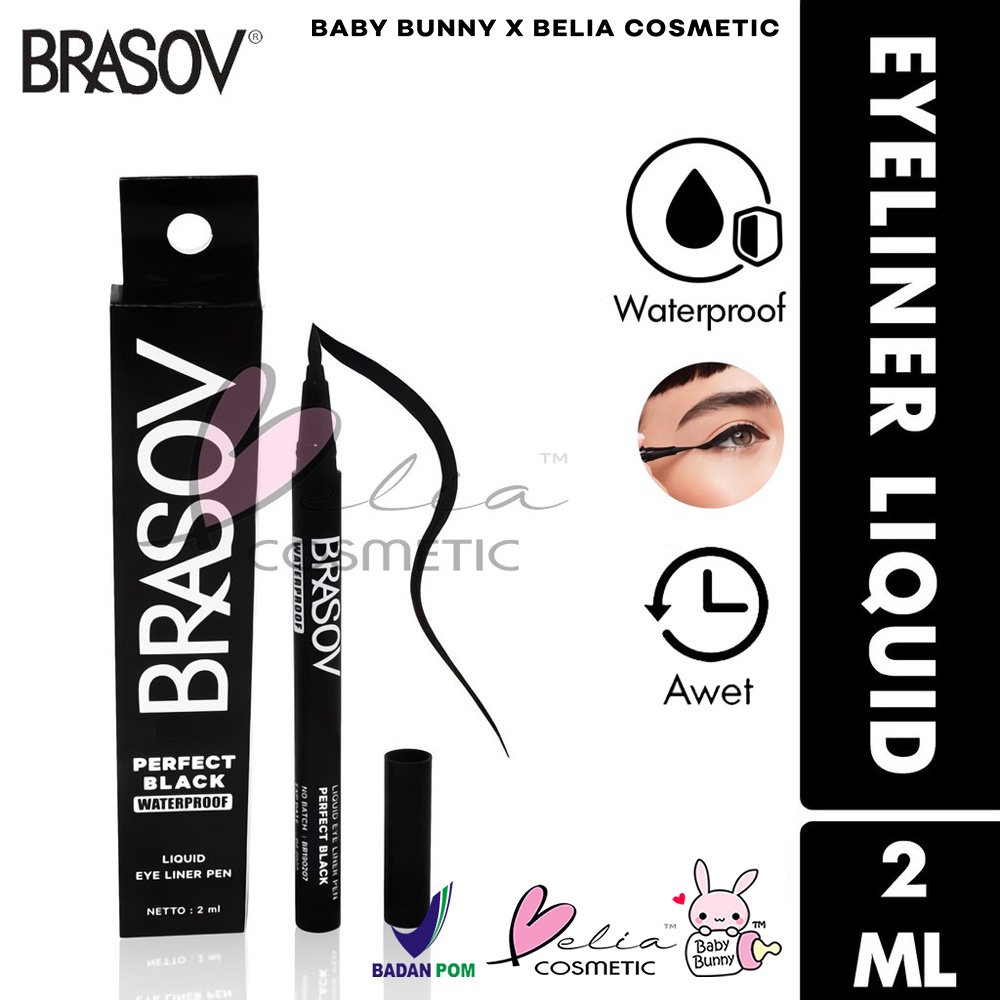 ❤ BELIA ❤ BRASOV (✔️BPOM) Perfect Black Waterproof Liquid Eye Liner Pen 2mL | eyeliner spidol