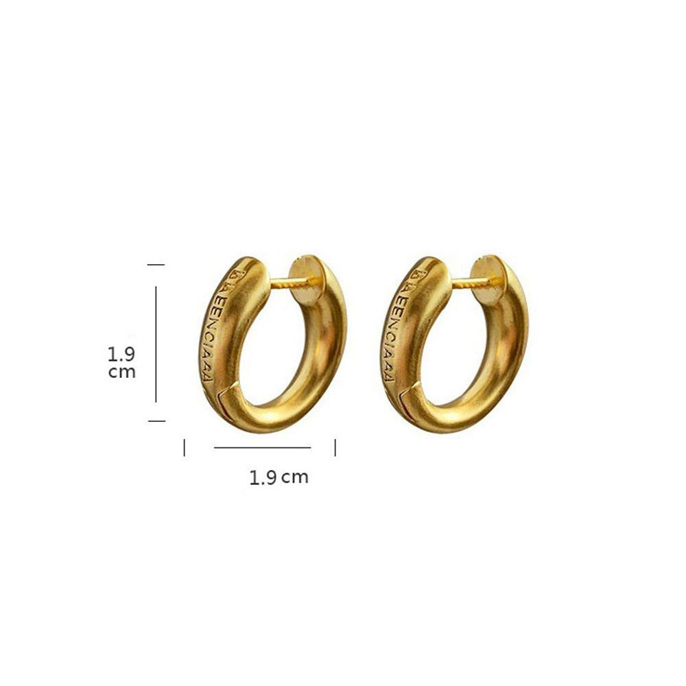 Rebuy Anting Emas Elegan Geometris Wanita Jarum Perak Tembaga Retro Perhiasan Perempuan