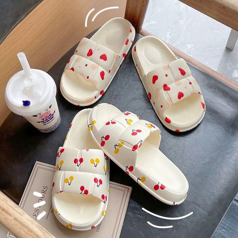 SANDAL SELOP WANITA MOTIF CHERRY LOVE / SANDAL JELLY IMPORT ANTI SLIP / SANDAL RUMAH TEBAL NYAMAN EMPUK JRW0121