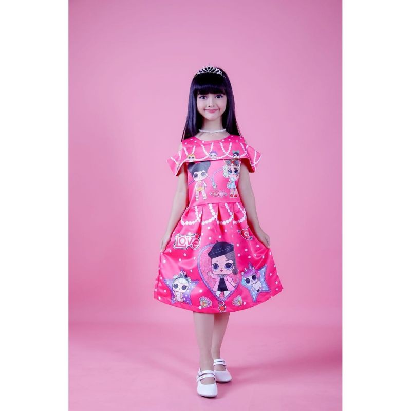 (umur 1-9tahun) Dress Satin import/ dress anak import/dress anak tanggung/dress ulang tahun
