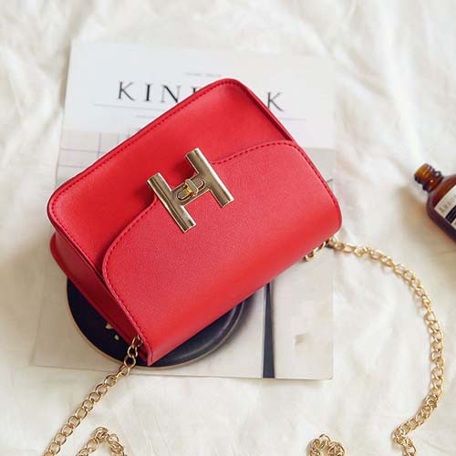 tas selempang kulit rantai wanita buckle chain sling bag cewek (3A5) bta367