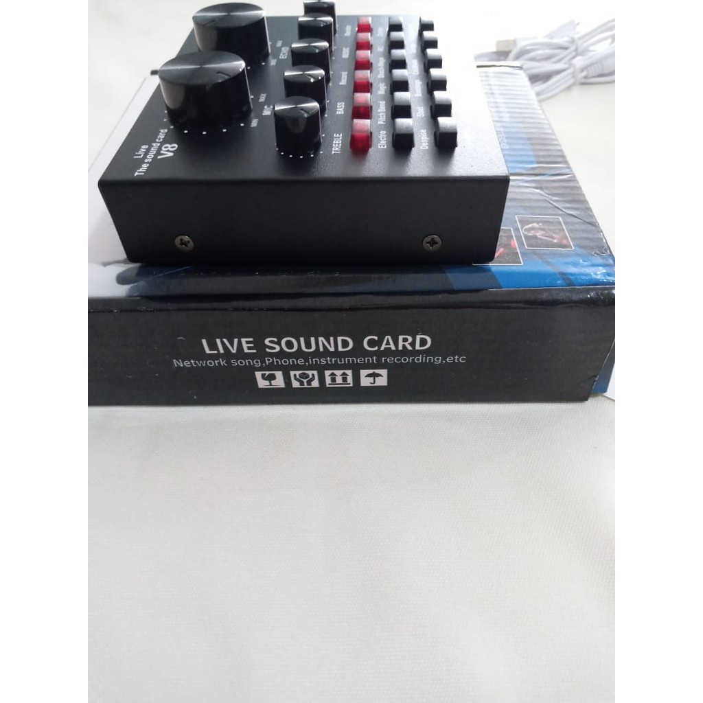 Soundcard Audio USB External V8 Efek Sound Card Elektronik Live Mixer Bluetooth suara Eksternal