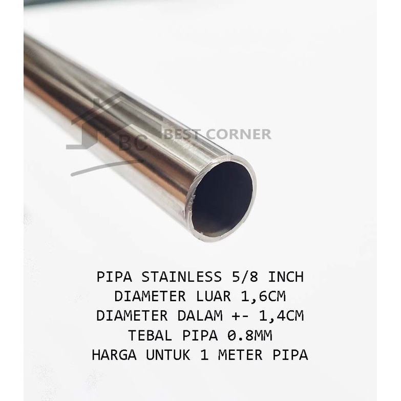 Pipa 5/8" x 1Mtr Bulat Stainless steel