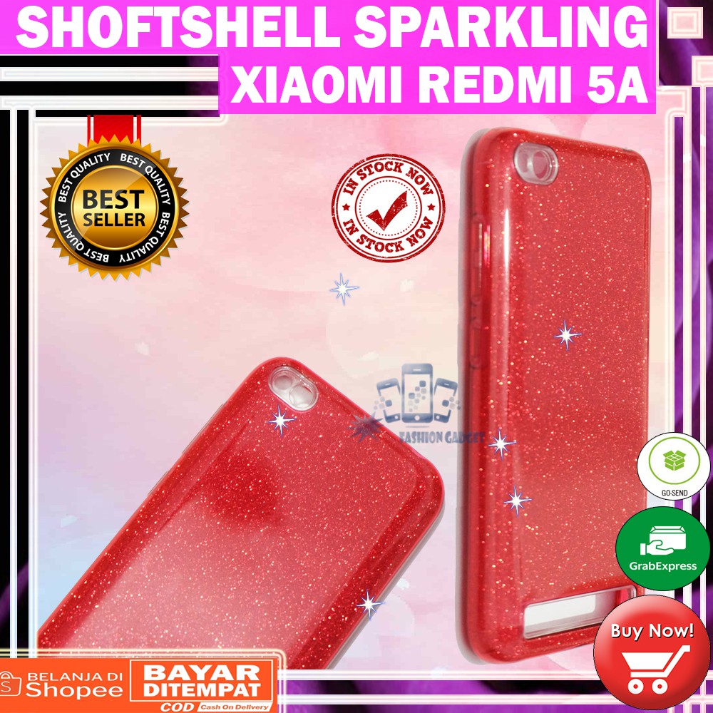 (Warna Acak Pink / Red) Silikon Xiaomi Redmi 5A Ultrathin Redmi 5A Case Sparkling Blink Blink Case Glitter Silicone Soft Case Jelly Case Casing Kesing Kasing Sarung Hp Xiaomi Redmi 5A