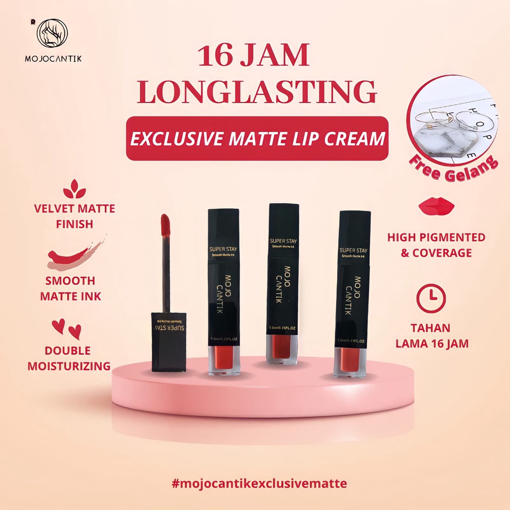 Lip cream matte waterproff longlasting kosmetik super stay exclusif mojocantik brand