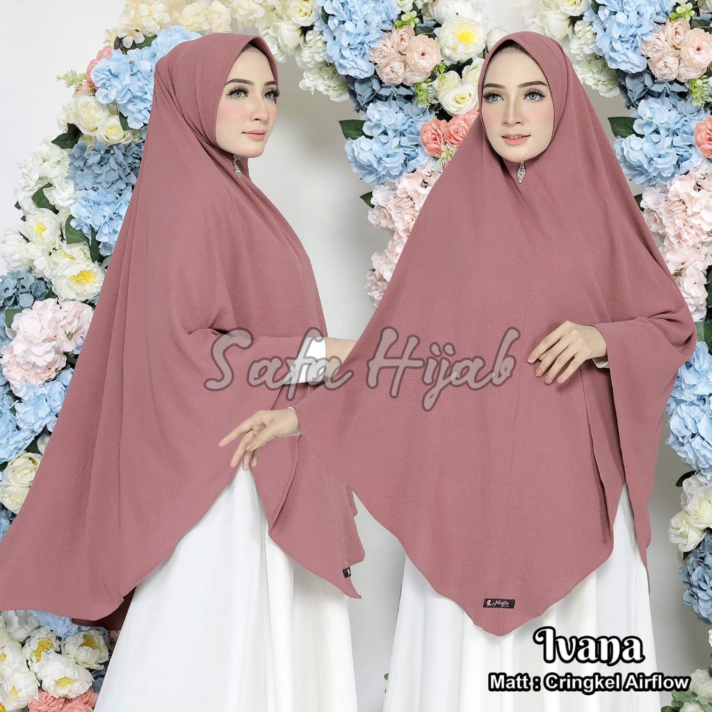 Jilbab Instan Crinkle Airflow Khimar Airflow crinkle Premium Ivana Jilbab Bergo Pet Airflow Anti Kusut Safa Hijab