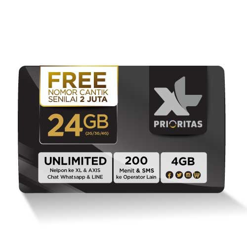 Kartu Perdana Pascabayar & Paket XL PRIORITAS 24 GB