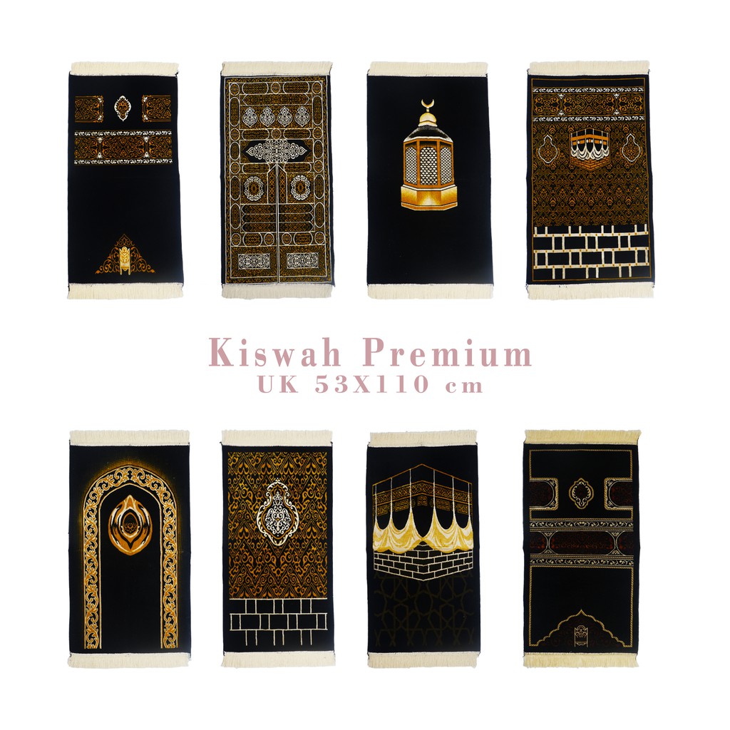 SAJADAH TURKI HITAM KISWAH PREMIUM UKURAN SEDANG grosir