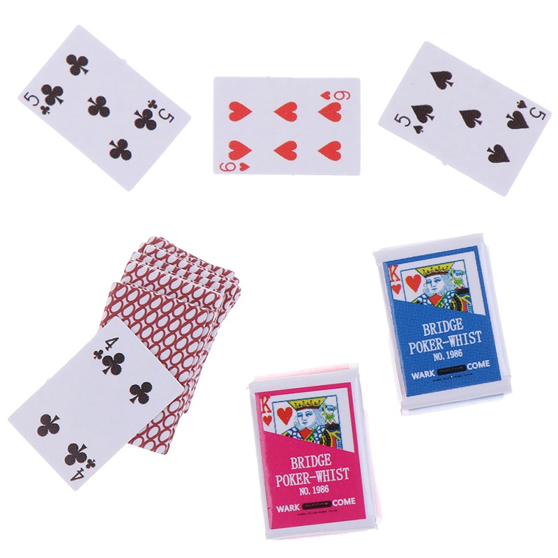 {LUCKID}1:12 Miniature Games Poker Mini Dollhouse Playing Cards For Dolls Accessory