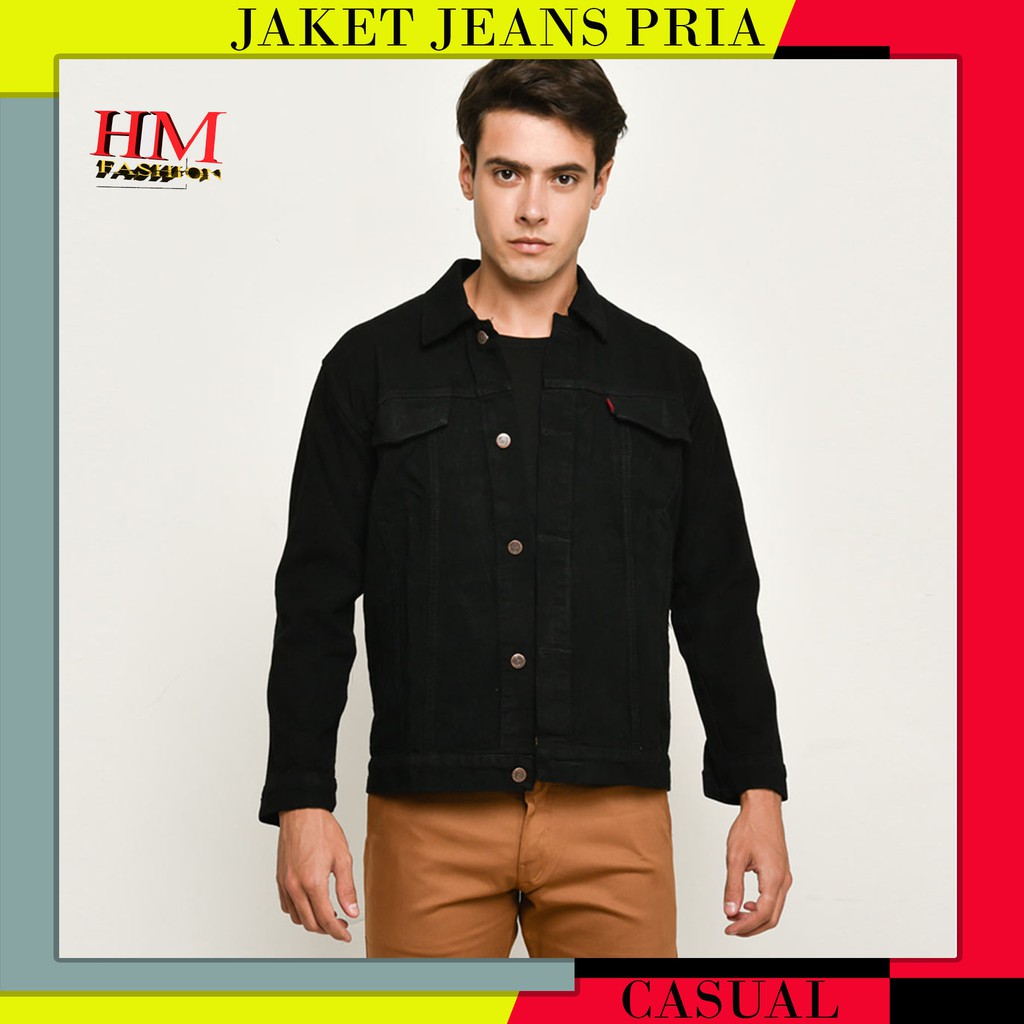 Jaket Denim Hitam Premium | Jaket Jeans Denim Pria | Jaket Pria Hitam | 100% Branded
