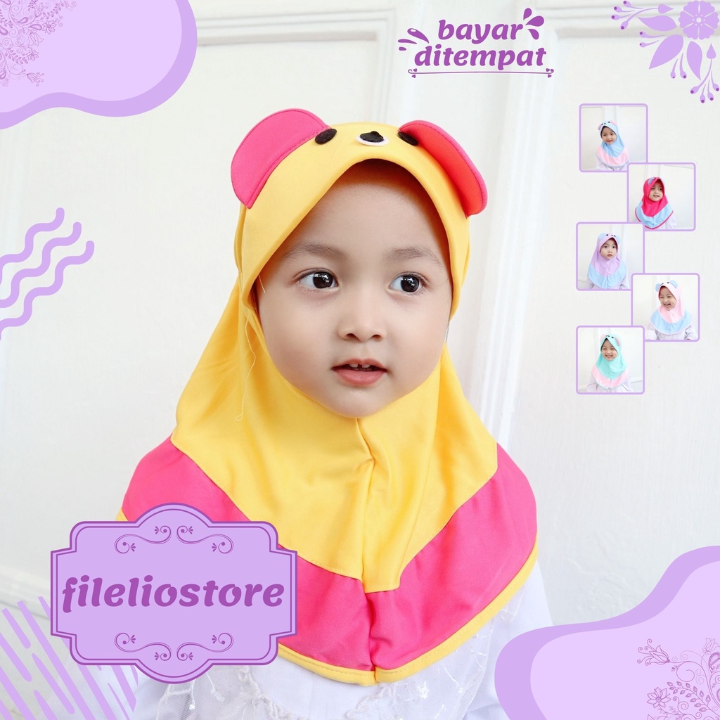 Jilbab Anak Bayi Perempuan Panda Lucu / Hijab Anak Baby Lucu Murah / Kerudung Anak Bayi