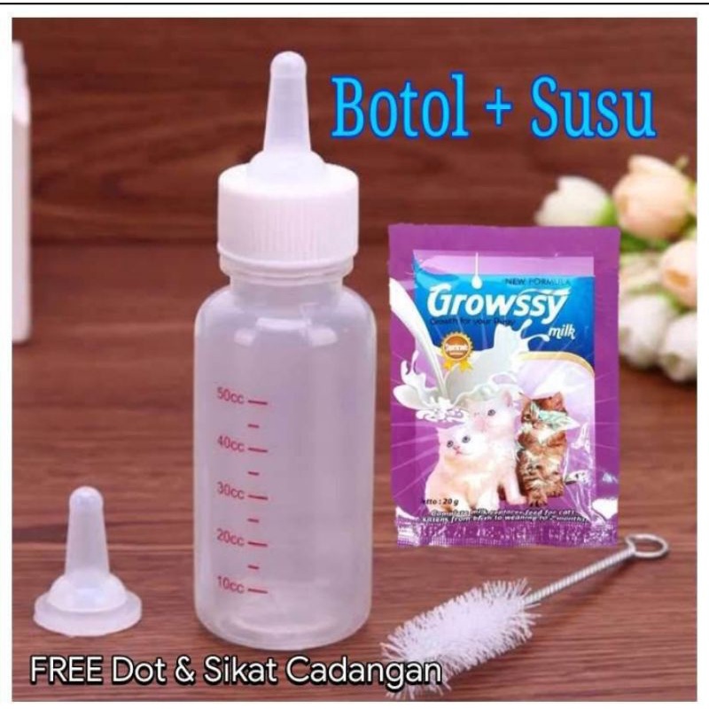 Paket Hemat Dot Botol Susu + Susu Bayi Kucing Growssy