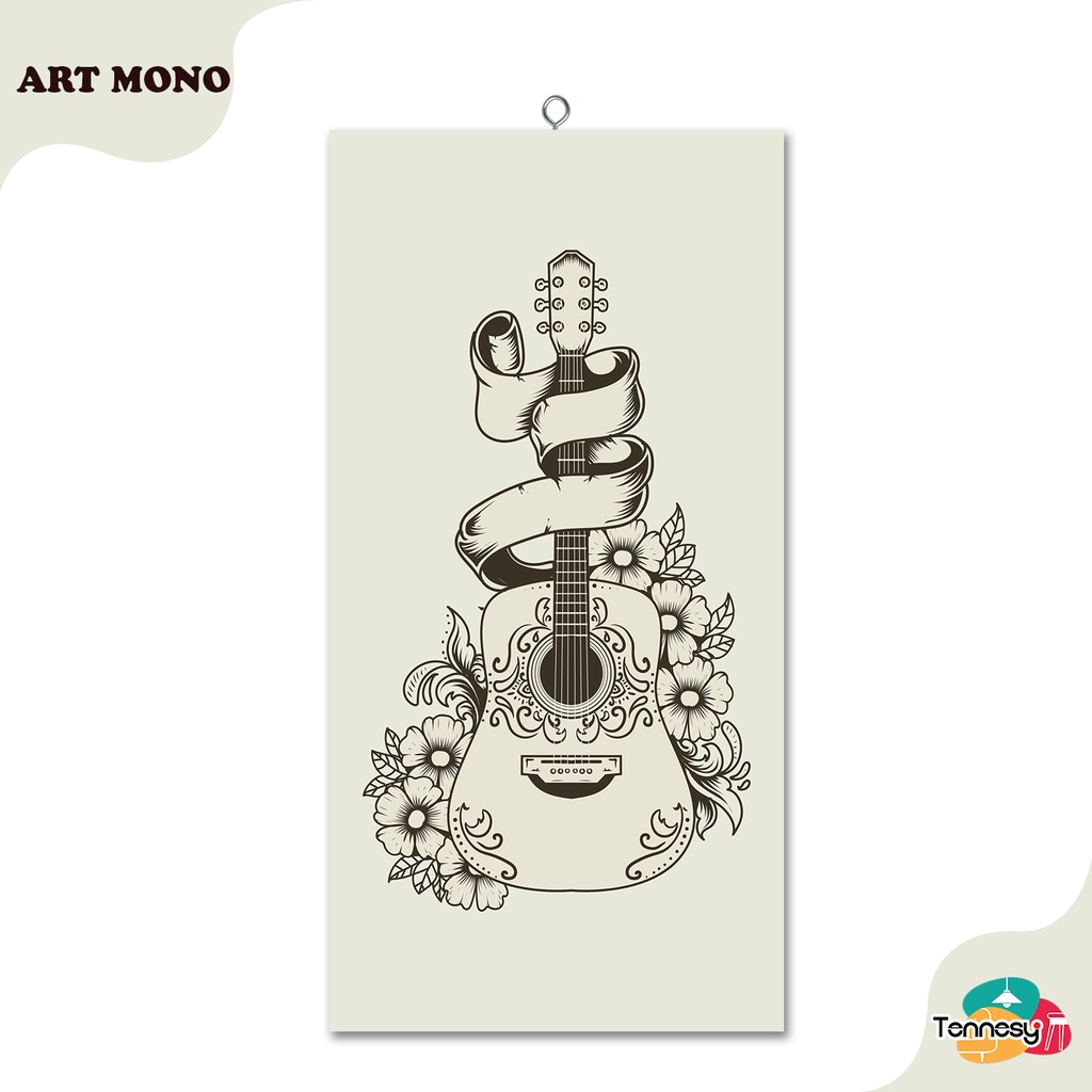 TENNESY HIASAN DINDING ART MONO GRAY 15x30CM WALL DECOR PAJANGAN KAYU POSTER DEKORASI DINDING KAMAR TIDUR RUMAH GITAR MIC BUNGA KAMERA