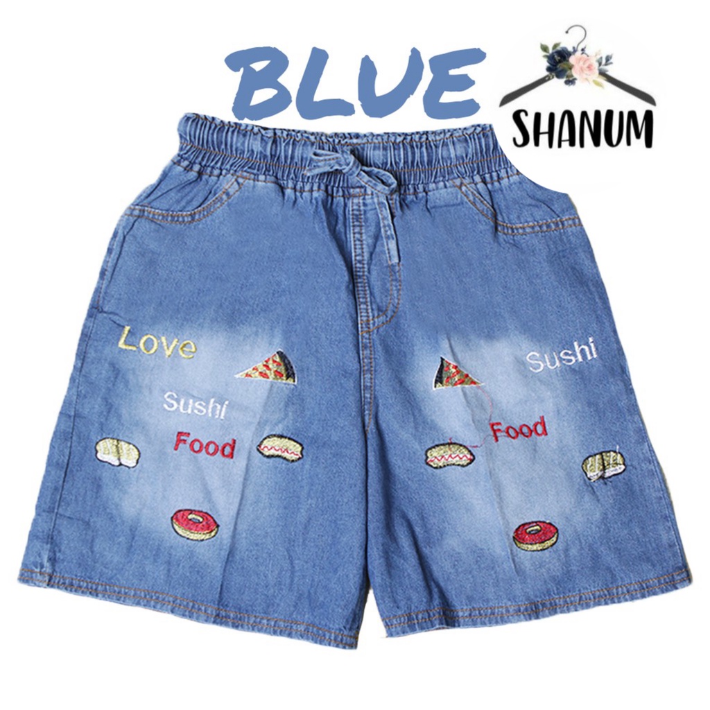 SHORT PANTS/HOTPANS JEANS/ CELANA PENDEK WANITA 3/4  Bordir Motif Jeans Wanita Dewasa Karet Melingkar