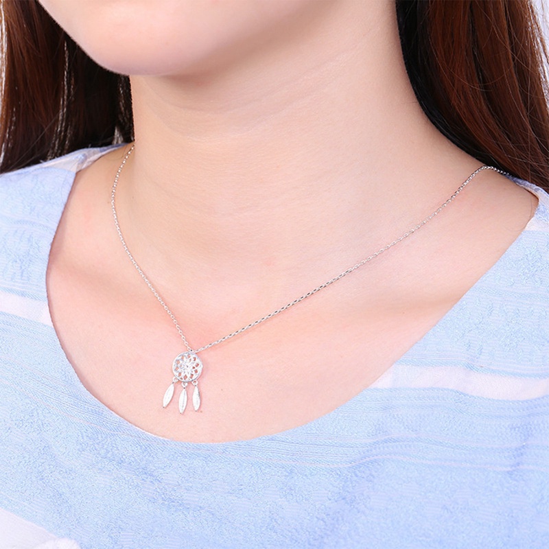 Kalung Rantai Dengan Liontin Dream Catcher Gaya Korea Untuk Wanita
