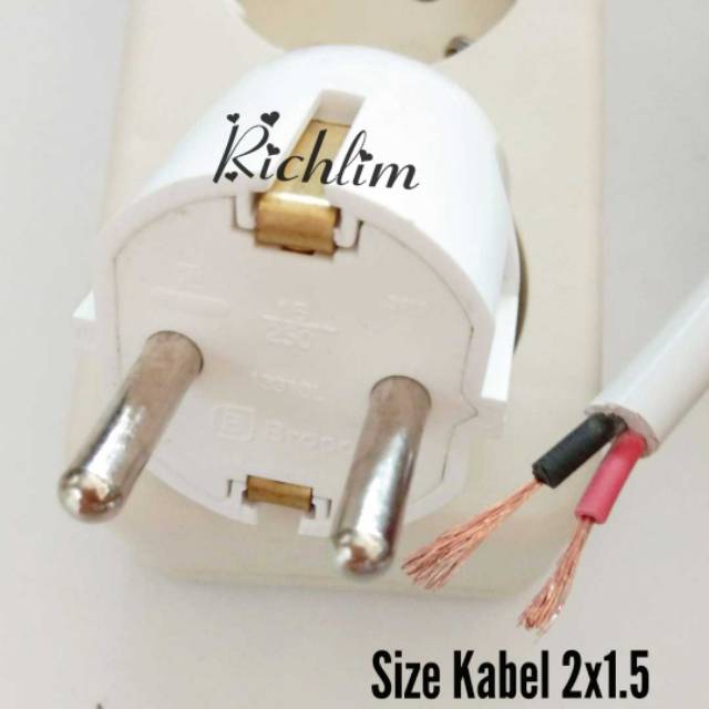 Stop Kontak/Terminal Kabel/Colokan Kabel 1 Lubang Uticon+Steker Arde Broco+Kabel 5 Meter