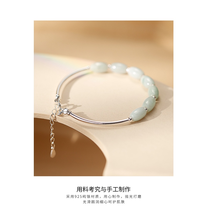 Gelang Giok Bahan Sterling Silver S925 Untuk Wanita