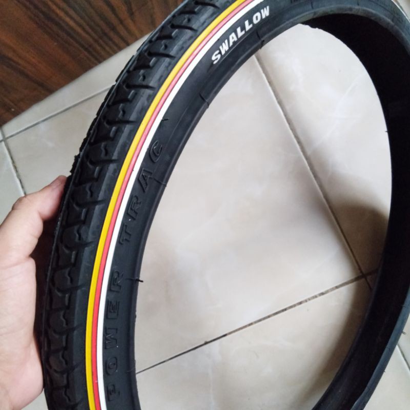 Ban Luar Sepeda Swallow ukuran 20 x 1.75 Hitam list Kuning Merah Putih