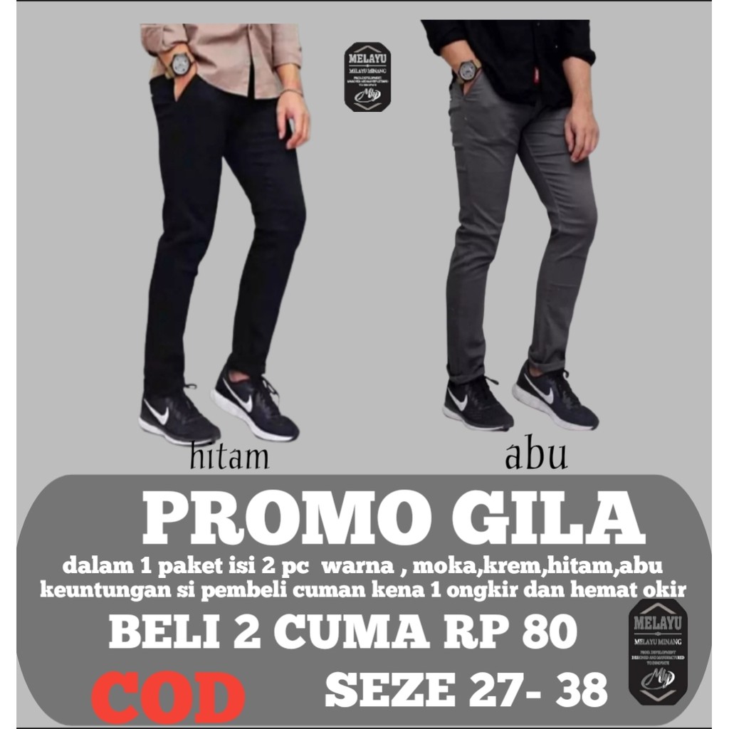 PROMO GILA BELI 1 GRATIS 1 PC CELANA BAHAN | KERJA | CHINOS KANTOR | PANJANG SLIMFIT COD_