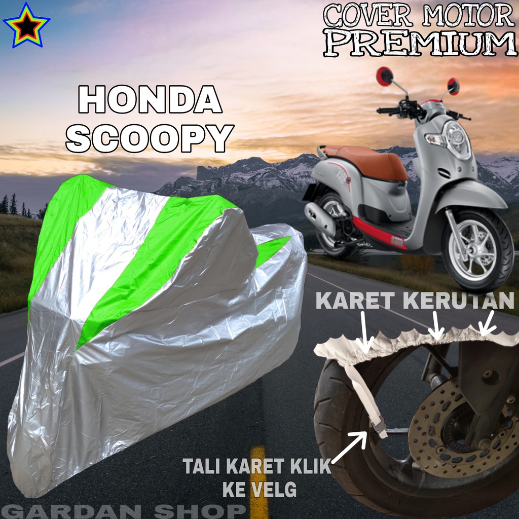 Sarung Motor HONDA SCOOPY Silver HIJAU Body Cover Penutup Pelindung Motor Scoopy PREMIUM